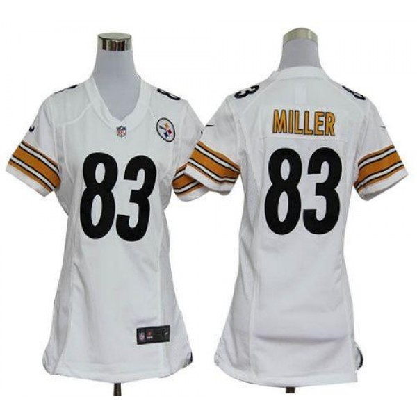 Women's Steelers #83 Heath Miller White Stitched NFL Elite Jersey