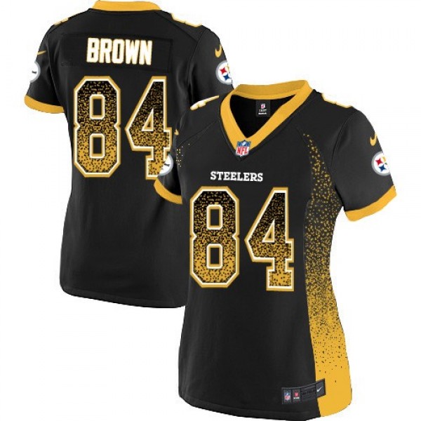 Women's Steelers #84 Antonio Brown Black Team Color Stitched NFL Elite Drift Jersey