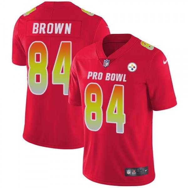 Women's Steelers #84 Antonio Brown Red Stitched NFL Limited AFC 2018 Pro Bowl Jersey