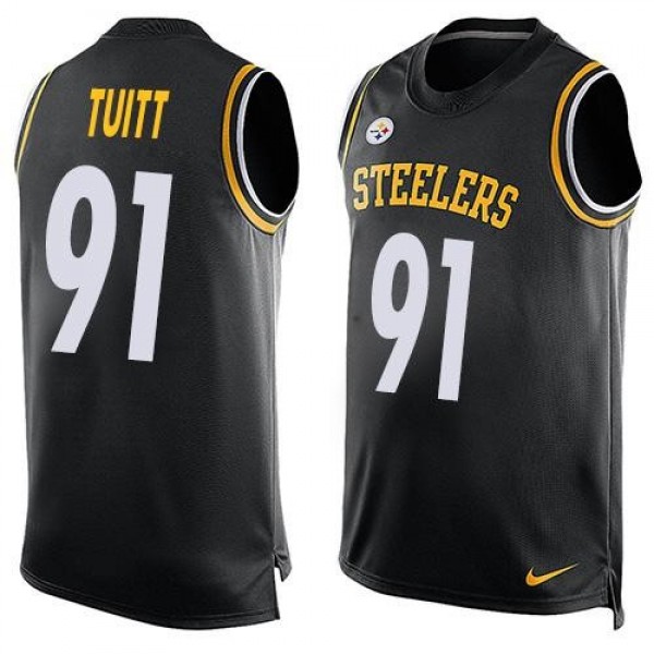 Nike Steelers #91 Stephon Tuitt Black Team Color Men's Stitched NFL Limited Tank Top Jersey