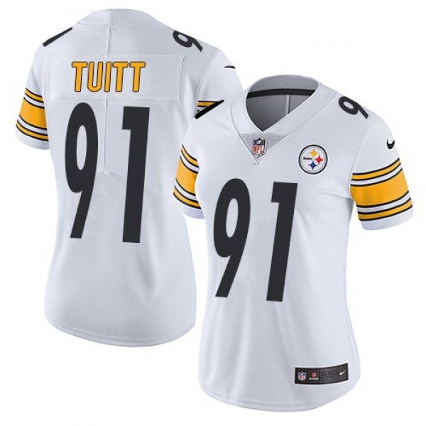 Women's Steelers #91 Stephon Tuitt White Stitched NFL Vapor Untouchable Limited Jersey