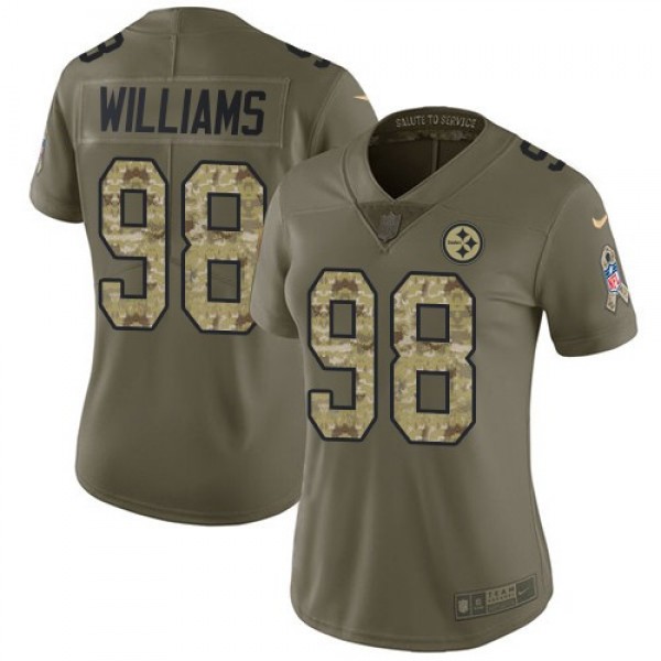 Women's Steelers #98 Vince Williams Olive Camo Stitched NFL Limited 2017 Salute to Service Jersey