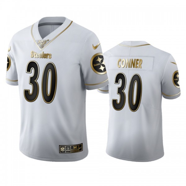 التطريز Pittsburgh Steelers #30 James Conner Men's Nike White Golden ... التطريز