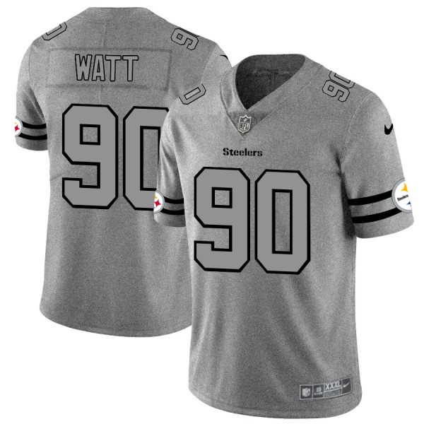 Pittsburgh Steelers #90 T.J. Watt Men's Nike Gray Gridiron II Vapor Untouchable Limited NFL Jersey