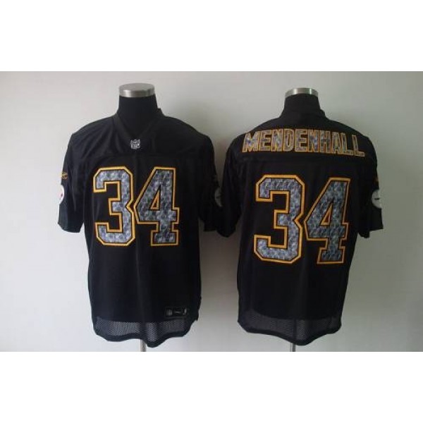 Sideline Black United Steelers #34 Rashard Mendenhall Black Stitched NFL Jersey