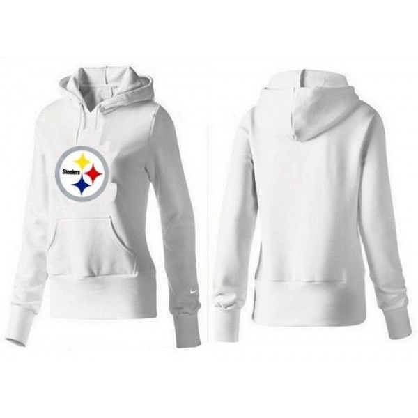 Women's Pittsburgh Steelers Logo Pullover Hoodie White Jersey