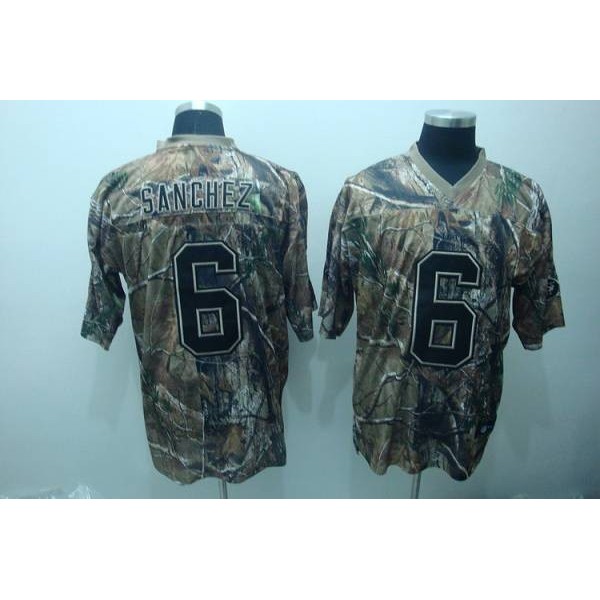 Jets #6 Mark Sanchez Camouflage Realtree Embroidered NFL Jersey