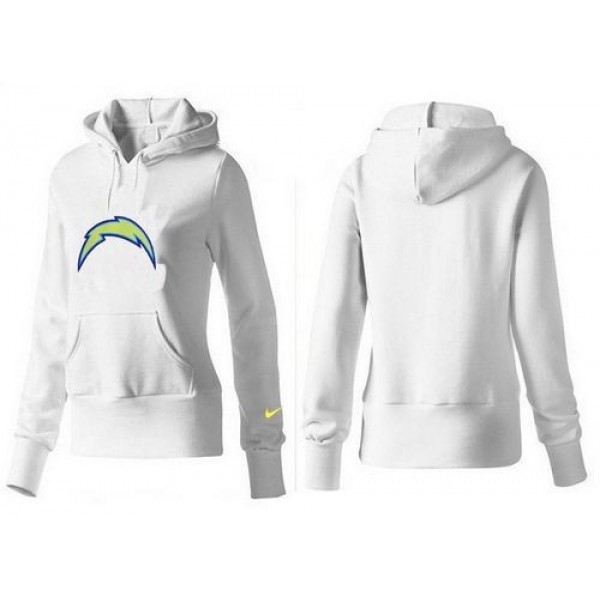 Women's San Diego Chargers Logo Pullover Hoodie White Jersey