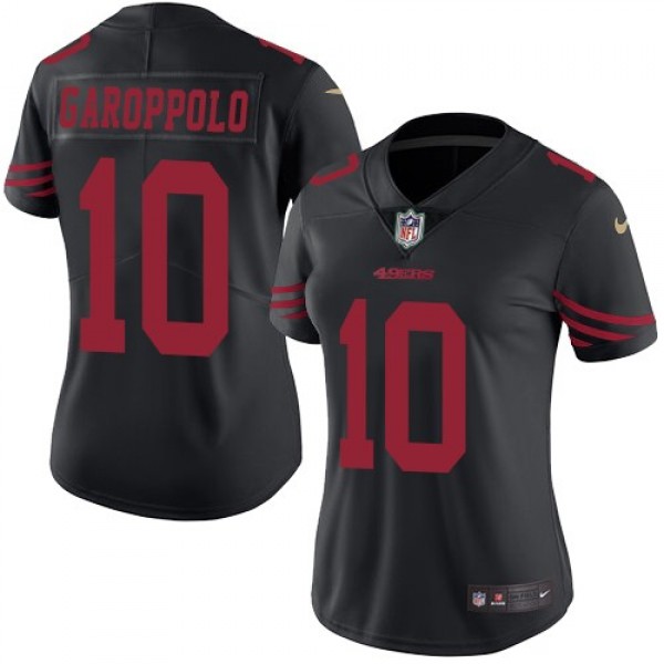 Women's 49ers #10 Jimmy Garoppolo Black Stitched NFL Limited Rush Jersey