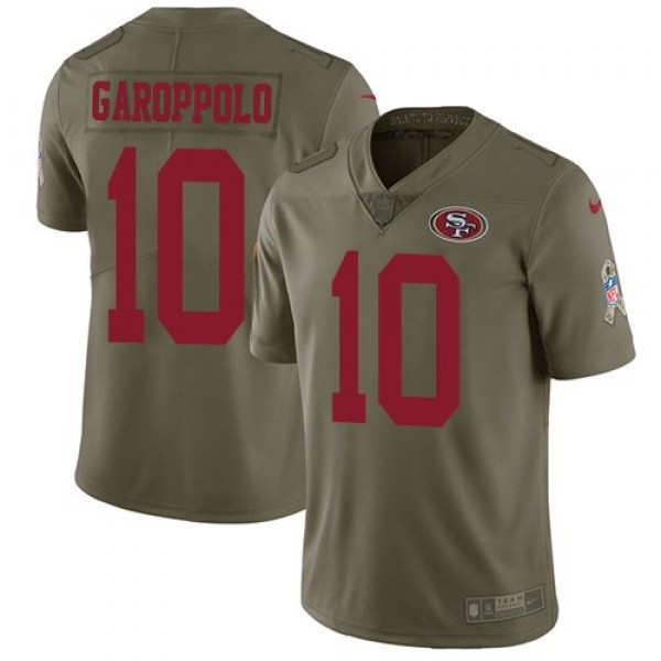 Nike 49ers #10 Jimmy Garoppolo Olive Men's Stitched NFL Limited 2017 Salute to Service Jersey