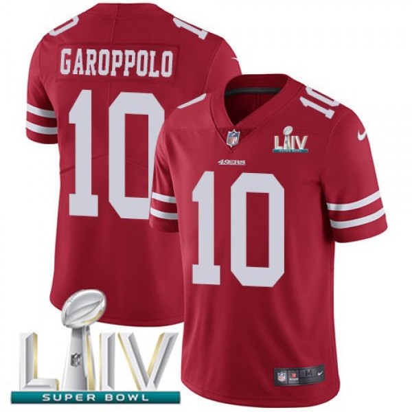 Nike 49ers #10 Jimmy Garoppolo Red Super Bowl LIV 2020 Team Color Men's Stitched NFL Vapor Untouchable Limited Jersey