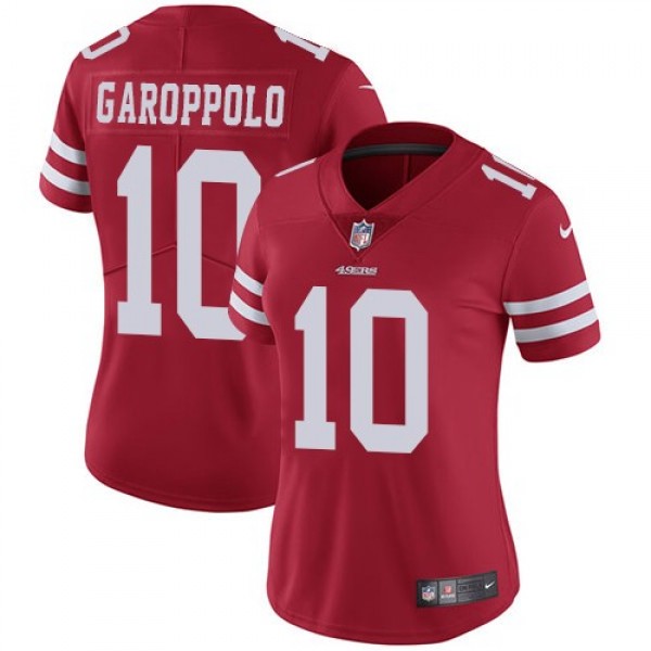 Women's 49ers #10 Jimmy Garoppolo Red Team Color Stitched NFL Vapor Untouchable Limited Jersey