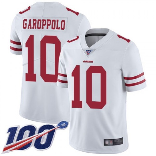 Nike 49ers #10 Jimmy Garoppolo White Men's Stitched NFL 100th Season Vapor Limited Jersey