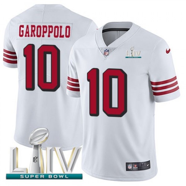 Nike 49ers #10 Jimmy Garoppolo White Super Bowl LIV 2020 Rush Men's Stitched NFL Vapor Untouchable Limited Jersey