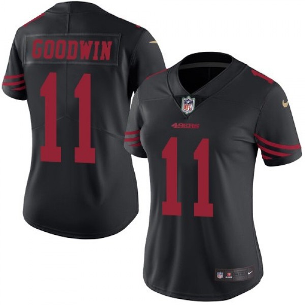 Women's 49ers #11 Marquise Goodwin Black Stitched NFL Limited Rush Jersey