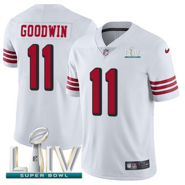 Nike 49ers #11 Marquise Goodwin White Super Bowl LIV 2020 Rush Men's Stitched NFL Vapor Untouchable Limited Jersey