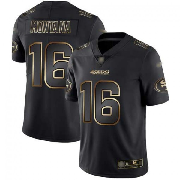 Nike 49ers #16 Joe Montana Black/Gold Men's Stitched NFL Vapor Untouchable Limited Jersey