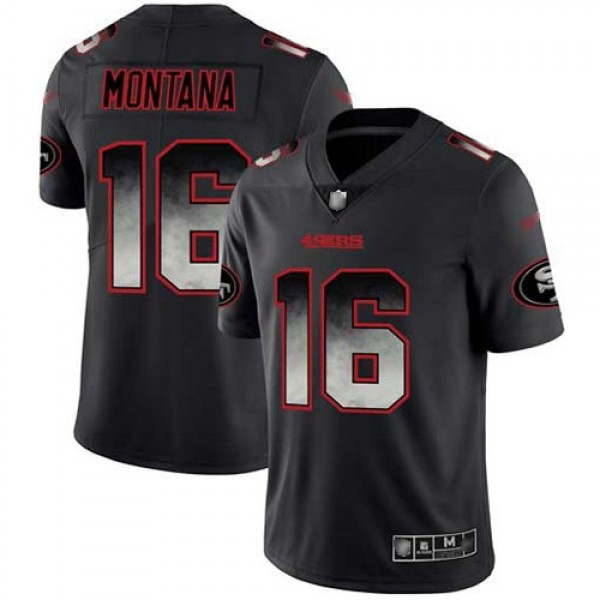 Nike 49ers #16 Joe Montana Black Men's Stitched NFL Vapor Untouchable Limited Smoke Fashion Jersey