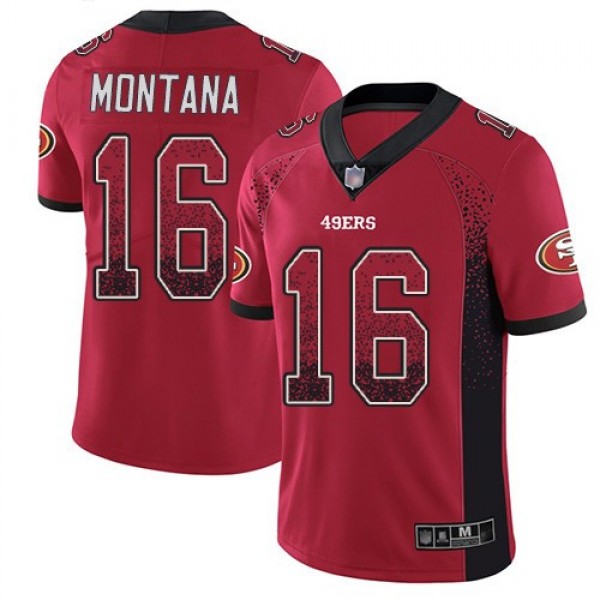 Nike 49ers #16 Joe Montana Red Team Color Men's Stitched NFL Limited Rush Drift Fashion Jersey