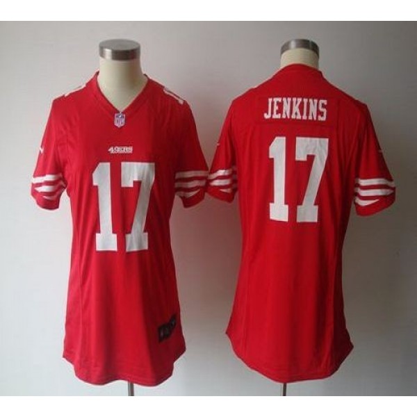 Women's 49ers #17 AJ Jenkins Red Team Color NFL Game Jersey