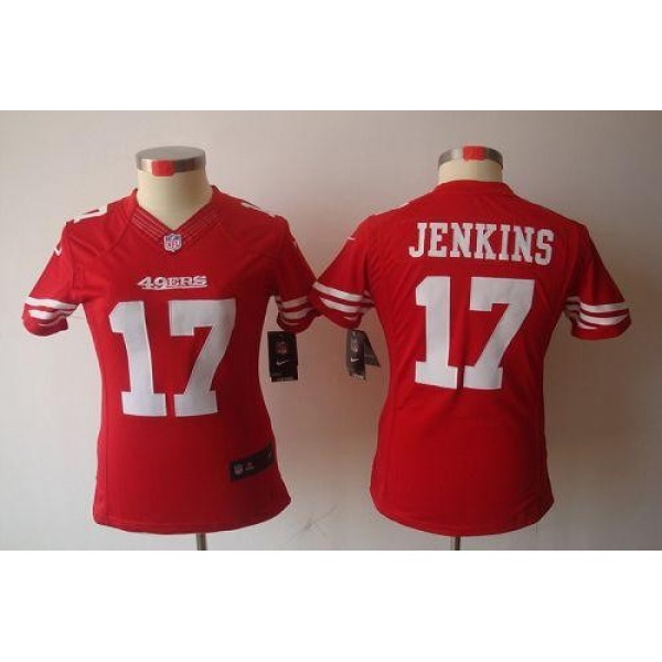 Women's 49ers #17 AJ Jenkins Red Team Color Stitched NFL Limited Jersey