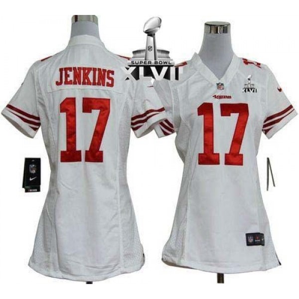 Women's 49ers #17 AJ Jenkins White Super Bowl XLVII Stitched NFL Elite Jersey