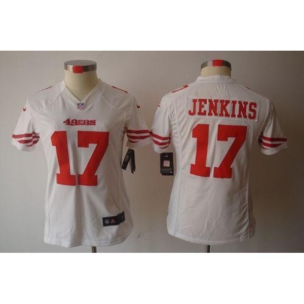 Women's 49ers #17 AJ Jenkins White Stitched NFL Limited Jersey