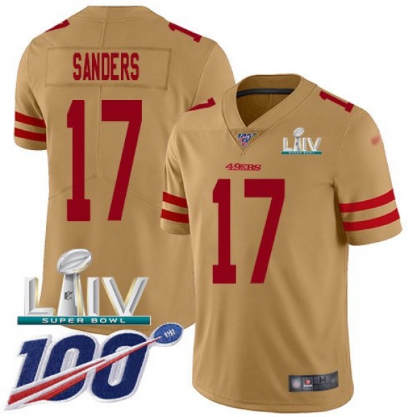 Nike 49ers #17 Emmanuel Sanders Gold Super Bowl LIV 2020 Men's Stitched NFL Limited Inverted Legend 100th Season Jersey