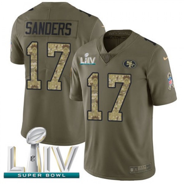 Nike 49ers #17 Emmanuel Sanders Olive/Camo Super Bowl LIV 2020 Men's Stitched NFL Limited 2017 Salute To Service Jersey