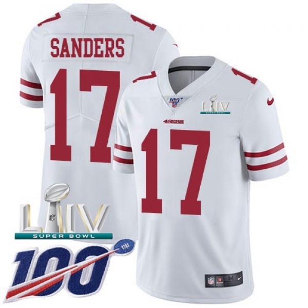 Nike 49ers #17 Emmanuel Sanders White Super Bowl LIV 2020 Men's Stitched NFL 100th Season Vapor Limited Jersey