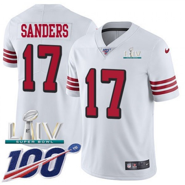 Nike 49ers #17 Emmanuel Sanders White Super Bowl LIV 2020 Rush Men's Stitched NFL Limited 100th Season Jersey