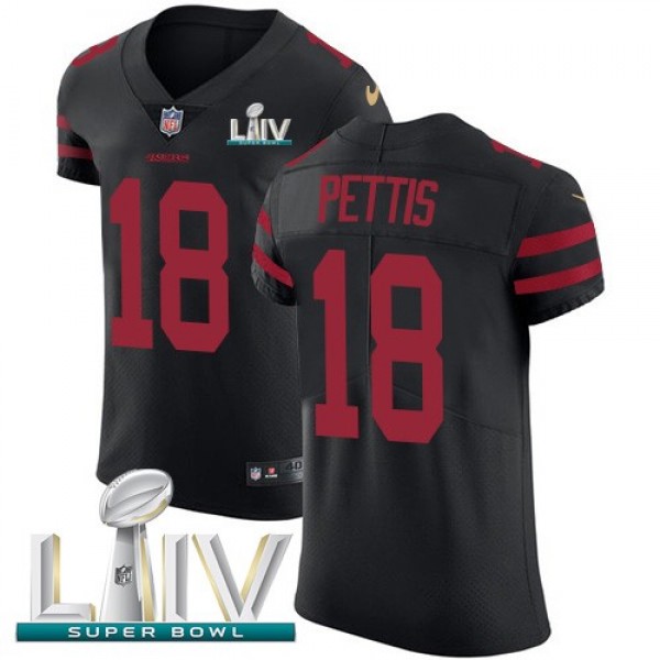 Nike 49ers #18 Dante Pettis Black Super Bowl LIV 2020 Alternate Men's Stitched NFL Vapor Untouchable Elite Jersey