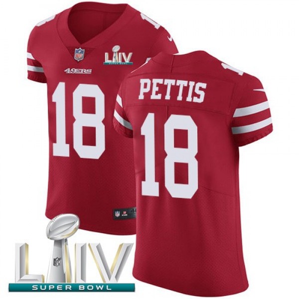 Nike 49ers #18 Dante Pettis Red Super Bowl LIV 2020 Team Color Men's Stitched NFL Vapor Untouchable Elite Jersey
