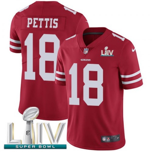 Nike 49ers #18 Dante Pettis Red Super Bowl LIV 2020 Team Color Men's Stitched NFL Vapor Untouchable Limited Jersey