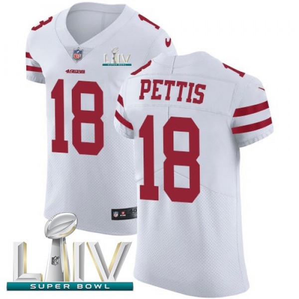 Nike 49ers #18 Dante Pettis White Super Bowl LIV 2020 Men's Stitched NFL Vapor Untouchable Elite Jersey