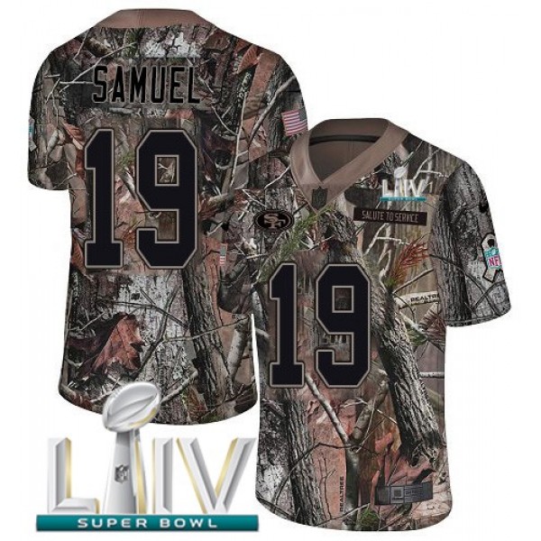 Nike 49ers #19 Deebo Samuel Camo Super Bowl LIV 2020 Men's Stitched NFL Limited Rush Realtree Jersey