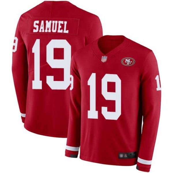 Nike 49ers #19 Deebo Samuel Red Team Color Men's Stitched NFL Limited Therma Long Sleeve Jersey