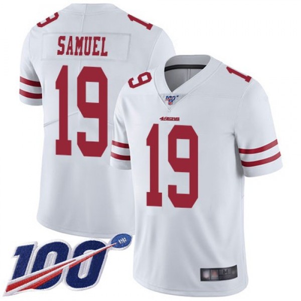 Nike 49ers #19 Deebo Samuel White Men's Stitched NFL 100th Season Vapor Limited Jersey