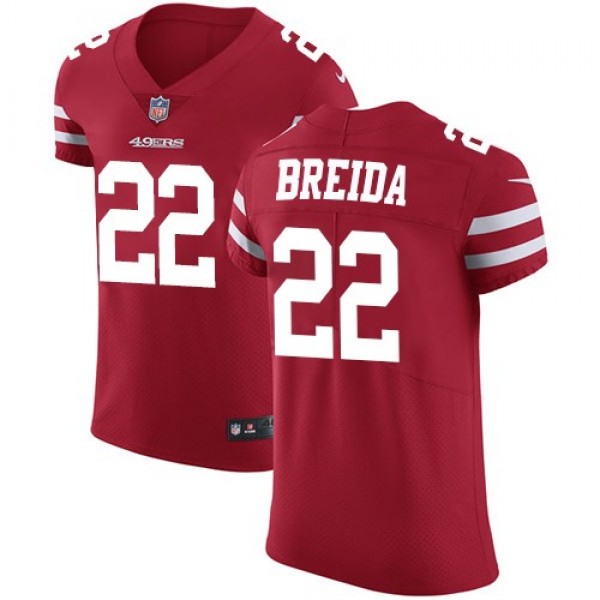 Nike 49ers #22 Matt Breida Red Team Color Men's Stitched NFL Vapor Untouchable Elite Jersey