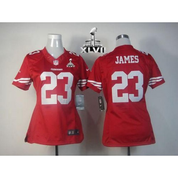 Women's 49ers #23 LaMichael James Red Team Color Super Bowl XLVII Stitched NFL Limited Jersey