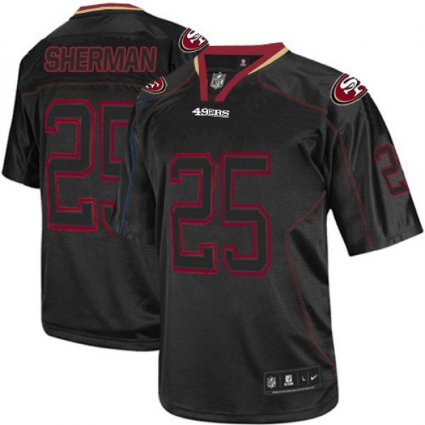 Nike 49ers #25 Richard Sherman Lights Out Black Men's Stitched NFL Elite Jersey