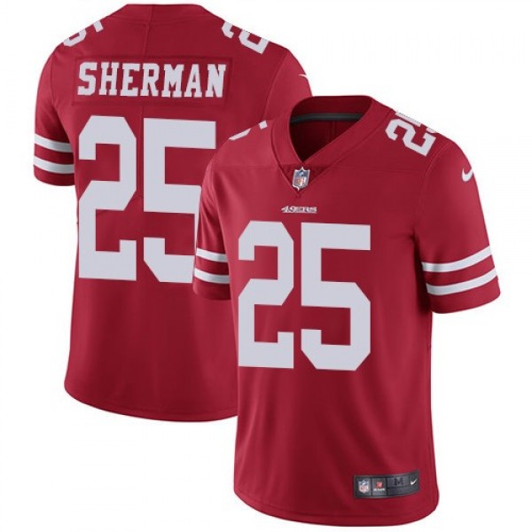 Nike 49ers #25 Richard Sherman Red Team Color Men's Stitched NFL Vapor Untouchable Limited Jersey