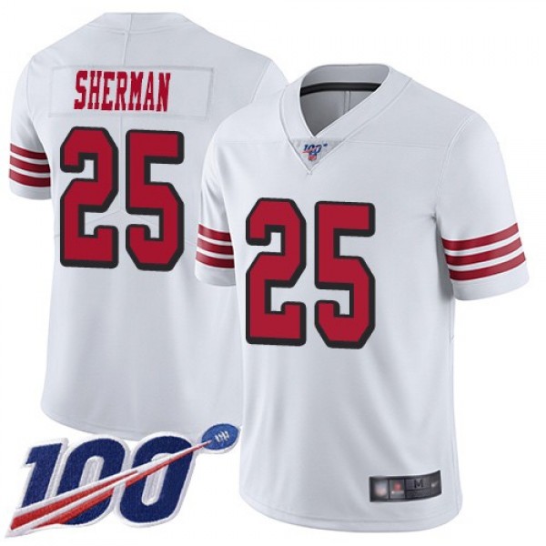 Nike 49ers #25 Richard Sherman White Rush Men's Stitched NFL Limited 100th Season Jersey