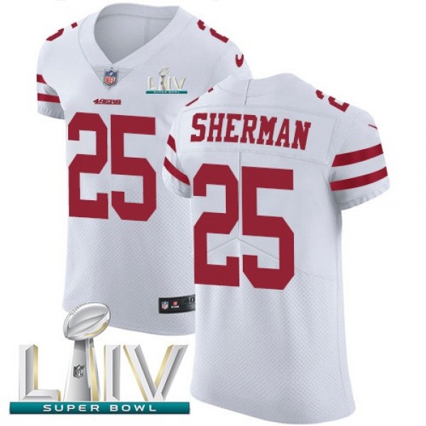 Nike 49ers #25 Richard Sherman White Super Bowl LIV 2020 Men's Stitched NFL Vapor Untouchable Elite Jersey