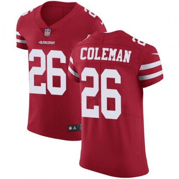 Nike 49ers #26 Tevin Coleman Red Team Color Men's Stitched NFL Vapor Untouchable Elite Jersey