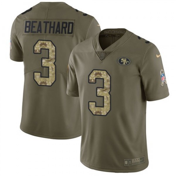 Nike 49ers #3 C.J. Beathard Olive/Camo Men's Stitched NFL Limited 2017 Salute To Service Jersey