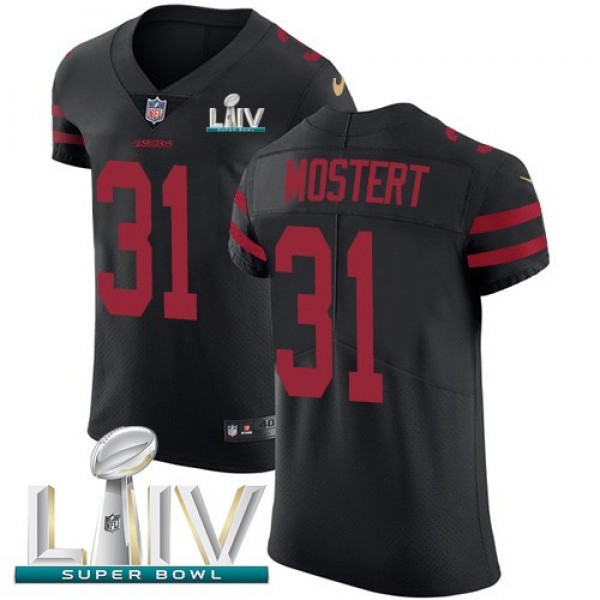 Nike 49ers #31 Raheem Mostert Black Super Bowl LIV 2020 Alternate Men's Stitched NFL New Elite Jersey