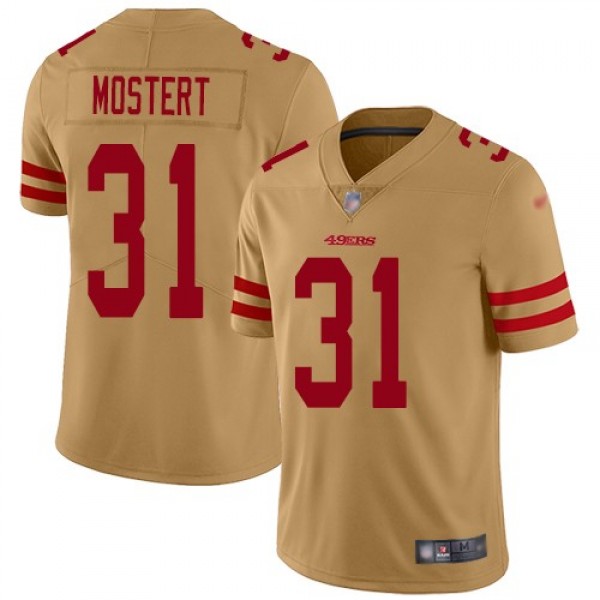Nike 49ers #31 Raheem Mostert Gold Men's Stitched NFL Limited Inverted Legend Jersey