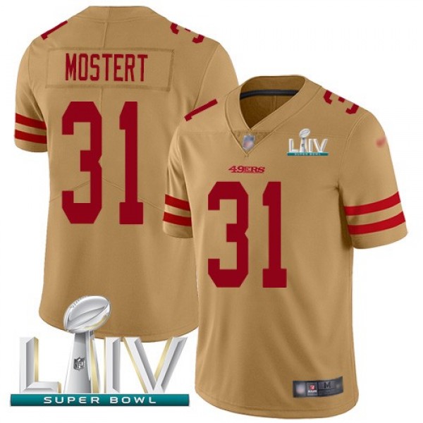 Nike 49ers #31 Raheem Mostert Gold Super Bowl LIV 2020 Men's Stitched NFL Limited Inverted Legend Jersey