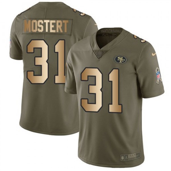 Nike 49ers #31 Raheem Mostert Olive/Gold Men's Stitched NFL Limited 2017 Salute To Service Jersey